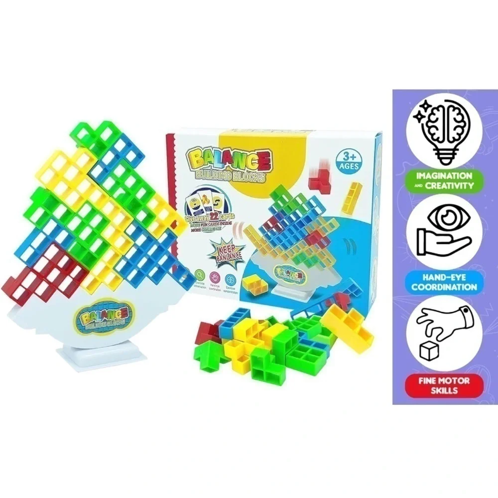 Brand New 48-Piece Kids Tetra Tower Game Balance Stacking Building Blocks Toy